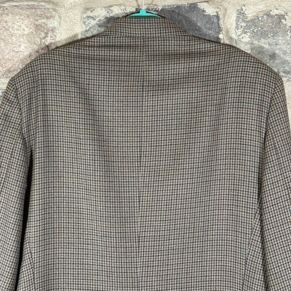 Oscar De La Renta Menswear Blazer 2 Button 42L Tan‎ Wool Houndstooth Office Work - Picture 7 of 15